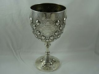 V.  Large,  Indian (calcutta) Solid Silver Trophy Goblet,  C1890,  651gm
