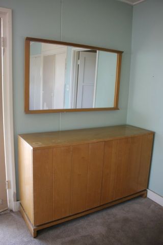 Vintage Mid Century Modern Dresser & Mirror Van Keppel - Green Brown Saltman