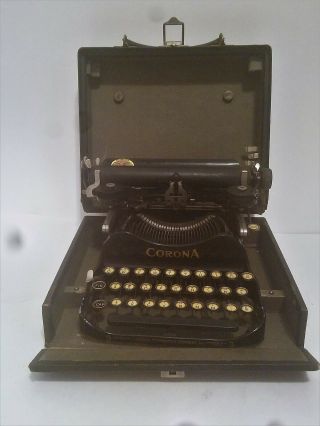 Vintage 1916 Corona Model 3 Folding Typewriter With Case