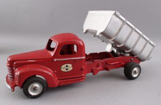 Antique 1940s Arcade Cast Iron International 7100 Construction Dump Truck,  Box 8