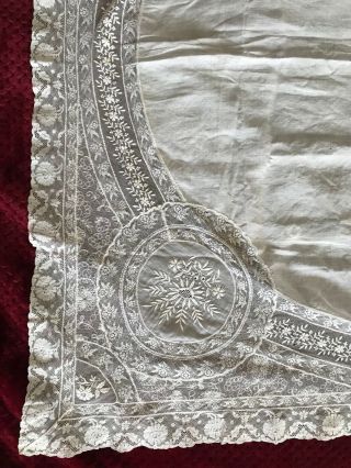 Antique French Normandy Lace Tablecloth 42 " Square