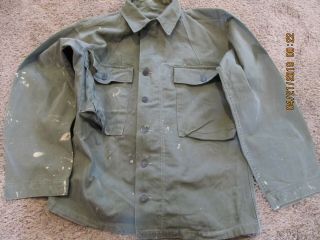 Military Field Fatigue Shirt 1944 - 1963 Herringbone With 13 Star Metal Buttons