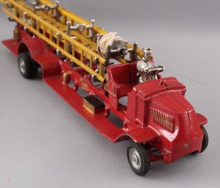 RARE Large Antique 1930s,  Arcade Cast Iron Toy Ladder Fire Mack Truck,  Box 11