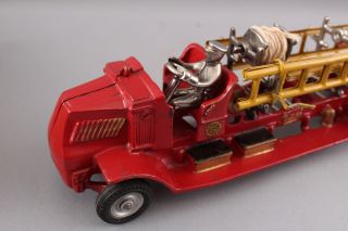 RARE Large Antique 1930s,  Arcade Cast Iron Toy Ladder Fire Mack Truck,  Box 4