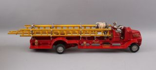 RARE Large Antique 1930s,  Arcade Cast Iron Toy Ladder Fire Mack Truck,  Box 9