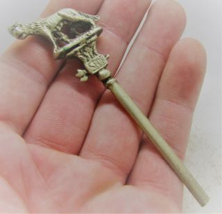 Extremely Rare Roman Silver Garment Pin With Romulus & Remus Marked 