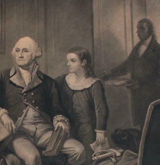 Lrg Antique Engraving Slave Billy Lee & Rev War General Washington His Family 4