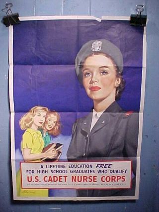 Orig Wwii Home Front Poster 1945 - Us Cadet Nurse Corps