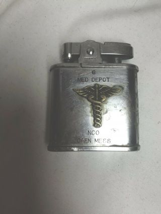 Vintage Lighter - Firefly Superlighter Korean Map “Med Depo NCO Open Mess” 2x1.  5” 3