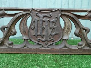 Stunning Gothic Mid 19thc Wooden Oak Panel With Relief Tracery Carvings C1850s