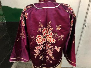 Antique 1930s Chinese Purple Silk Jacket Forbidden Stitch Embroidery Vintage 6