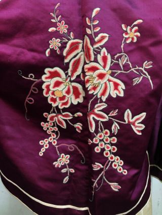Antique 1930s Chinese Purple Silk Jacket Forbidden Stitch Embroidery Vintage 7
