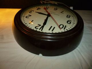 TELECHRON Bubble Glass Bakelite Wall Clock Model 1HA1608 School Office Factory 7