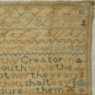 MID 19TH CENTURY PHEASANT,  MOTIF & QUOTATION SAMPLER BY MARY KEMP AGED 10 - 1862 5