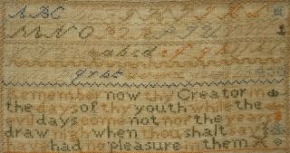 MID 19TH CENTURY PHEASANT,  MOTIF & QUOTATION SAMPLER BY MARY KEMP AGED 10 - 1862 9
