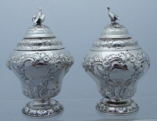 Pair Silver Tea Caddy / Sugar Casters : 1 X Georgian 1753 1 X Omar Ramsden 1938