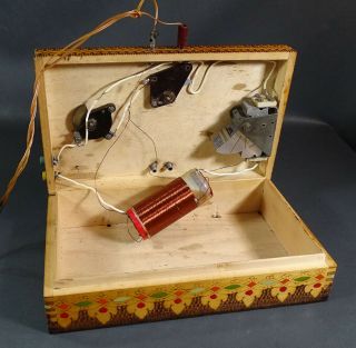 WWI Trench Art Crystal Radio Receiver Set Headphones Zenith Macedonian Box Build 11