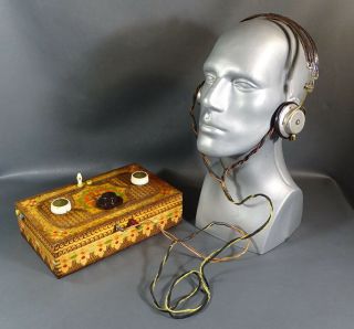 Wwi Trench Art Crystal Radio Receiver Set Headphones Zenith Macedonian Box Build
