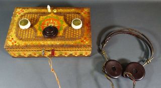WWI Trench Art Crystal Radio Receiver Set Headphones Zenith Macedonian Box Build 2