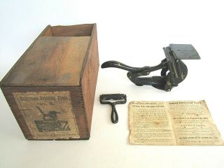 Baltimore 5 Printing Press Lever Letterpress With Dove Tail Box And Instruction