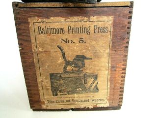 BALTIMORE 5 PRINTING PRESS LEVER LETTERPRESS WITH DOVE TAIL BOX AND INSTRUCTION 9