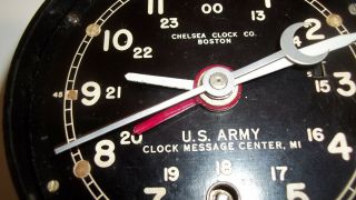 CHELSEA 4 INCH DIAL MILITARY CLOCK – US ARMY CLOCK MESSAGE CENTER - WW2 ERA 3