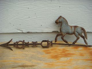Antique 19th Century Cast Iron American Folk Art Arrow & Horse Weather Vane