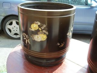 PAIR ANTIQUE 19TH CENTURY JAPANESE LACQUERED BRONZE PLANTERS 2