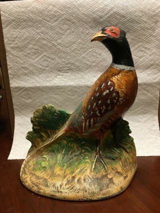 Antique Vintage Hubley Doorstop 458 Cast Iron Pheasant Hunting Fred Everett