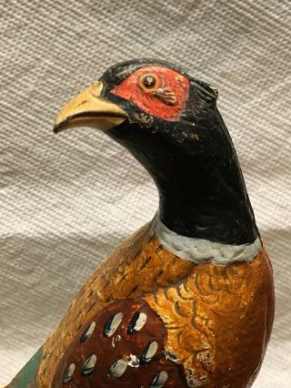 Antique Vintage HUBLEY DOORSTOP 458 Cast Iron PHEASANT Hunting Fred Everett 2