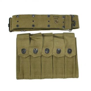 Us Army Ammo Pouch And Utility Belt Marked & 1941 Dated