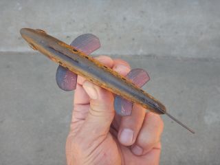 ANTIQUE FISH DECOY GOLDEN TROUT OR EASTERN TROUT OLD FOLK ART ICE FISHING LURE 4