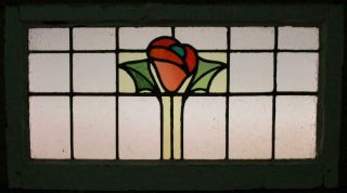 OLD ENGLISH LEADED STAINED GLASS WINDOW TRANSOM Pretty Floral 29.  25 