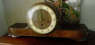 Vintage Wood Mantel Clock By Alpina Circa 1930 - 1940