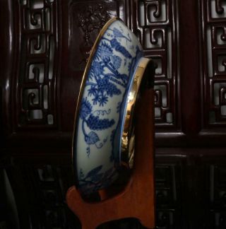 Old Rare Large Blue and White Chinese Porcelain Gilding Dish Chenghua MK 2