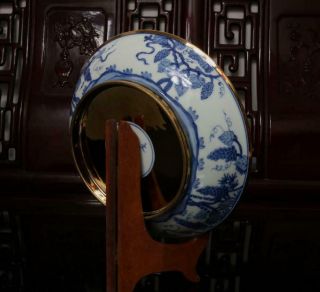 Old Rare Large Blue and White Chinese Porcelain Gilding Dish Chenghua MK 3
