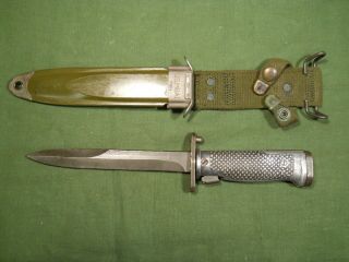 Us M5a1 M1 Garand Korean War Era Knife Matched Pwh Scabbard Rare Aluminum Grips