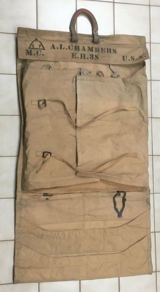 Ww1 U.  S.  Army Officers Large Travel Roll Bag Named And Marked Aef
