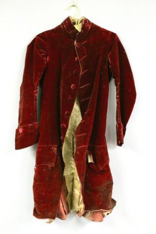 Authentic 18th Century Red Velvet Frock Coat Museum Item 1700s Not A Costume
