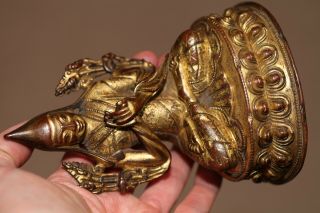 Antique Chinese Tibetan gilt bronze Lama Buddha,  18th 19th century,  Qing Dynasty 9