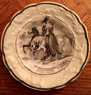 Queen Victoria & Prince Albert Pearlware Nursery Plate C1840 Nineteenth Century