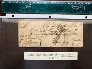 Revolutionary War Military Document Dated 1781 - Quartermaster Pay Note