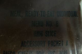 Vintage U.  S.  1990s Menu 8 Ham Slice Meal Ready to Eat MRE - 2