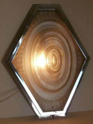 Art Deco Chrome And Frosted Glass Ceiling Light