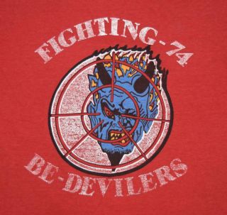 Vintage US Navy VF - 74 Be - Devilers F - 14 Tomcat Squadron Morale Shirt - LARGE 2