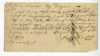 Revolutionary War Date Connecticut 1783 - Payment Receipt From Litchfield,  Ct