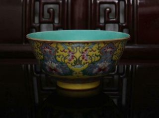 Old Famille Rose Chinese Porcelain Bowl Yongzheng Mk 6.  3”