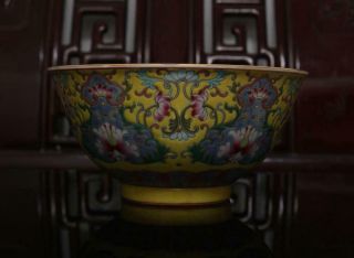Old Famille Rose Chinese Porcelain Bowl Yongzheng MK 6.  3” 3