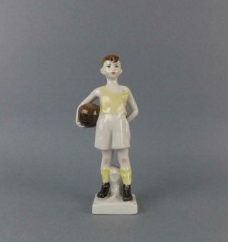 Antique Russian Soviet Lfz Lomonosov Figurine Of An Boy With Ball.