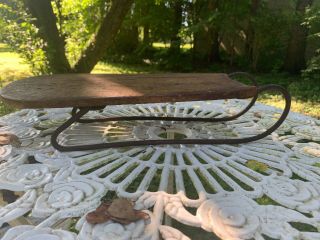 Antique Folk Art Primitive Hard To Find Mini Mustrard Painted W/stripping Sled